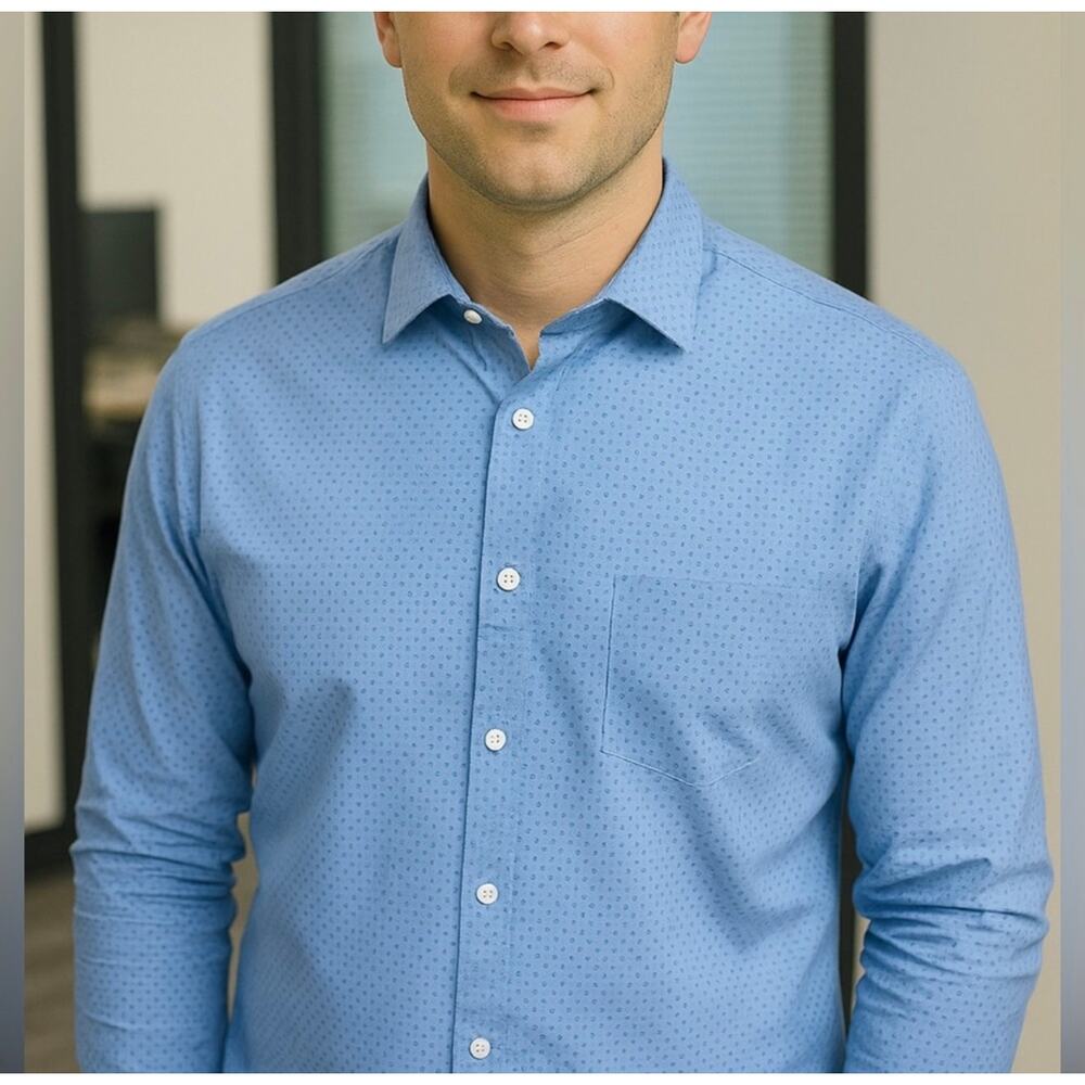 Mens Tommy Hilfiger Classic Fit Blue Button-down Size Large